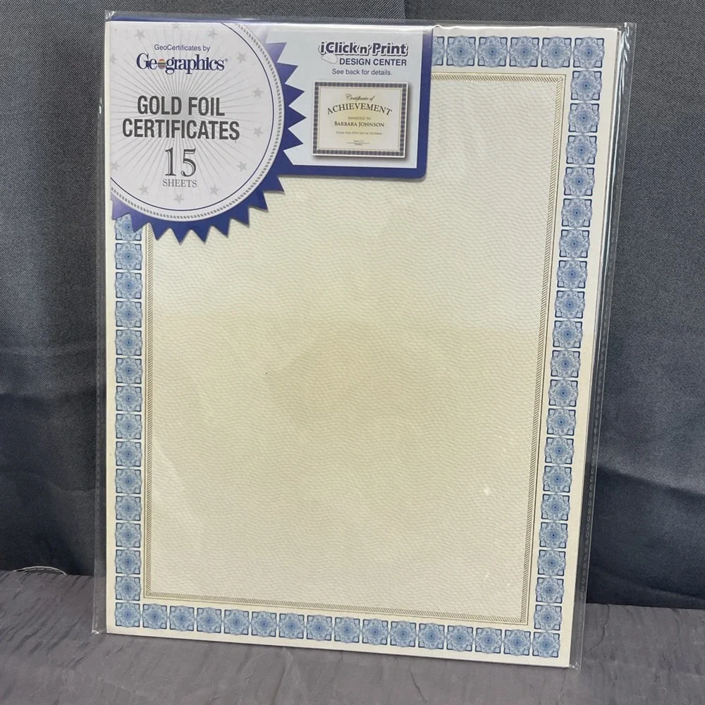 Geographics Foil Enhanced Certificates Award Diploma 24lb paper NEW 48673